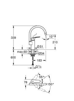 Grohe GROHE EuroSmart Long Sink Mixer C-Spout 33202003  - Image 2