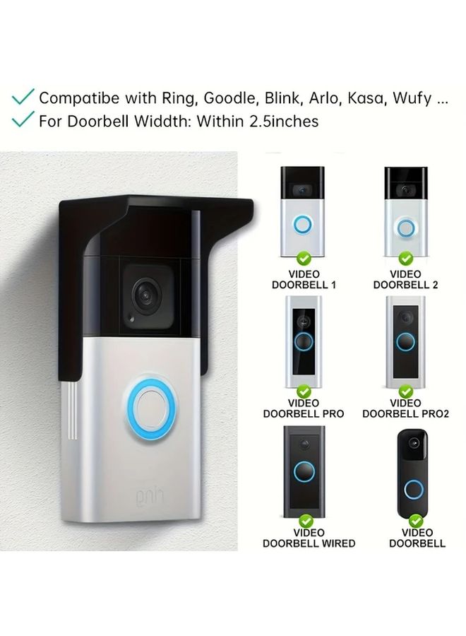 Weatherproof Doorbell Cover With Anti Glare Shade Fingerprint Lock Waterproof Black Metal - Image 4