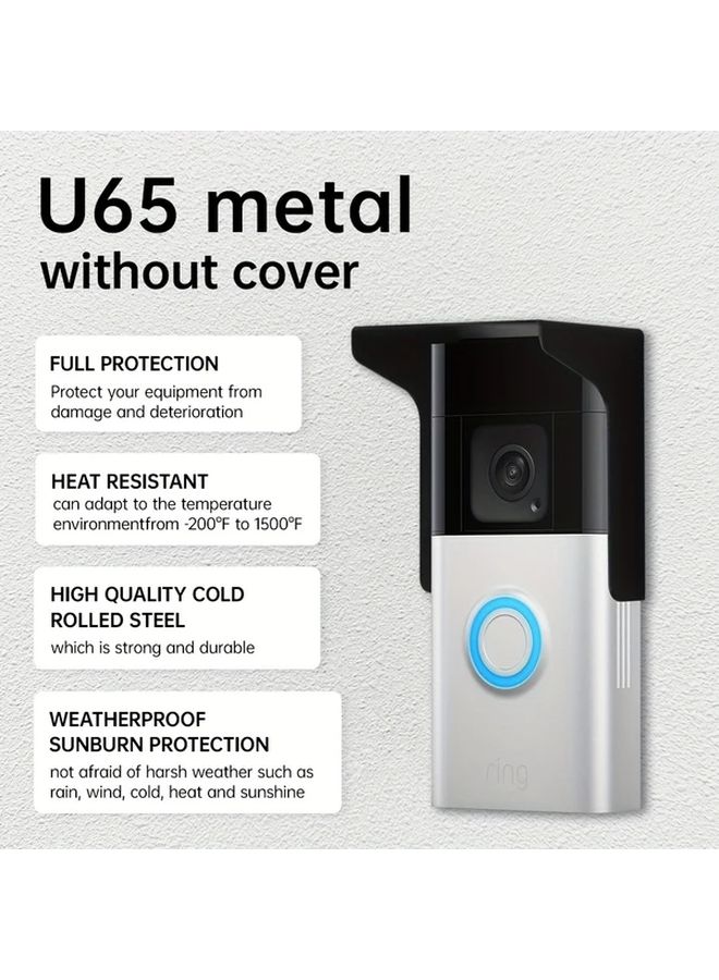 Weatherproof Doorbell Cover With Anti Glare Shade Fingerprint Lock Waterproof Black Metal - Image 5