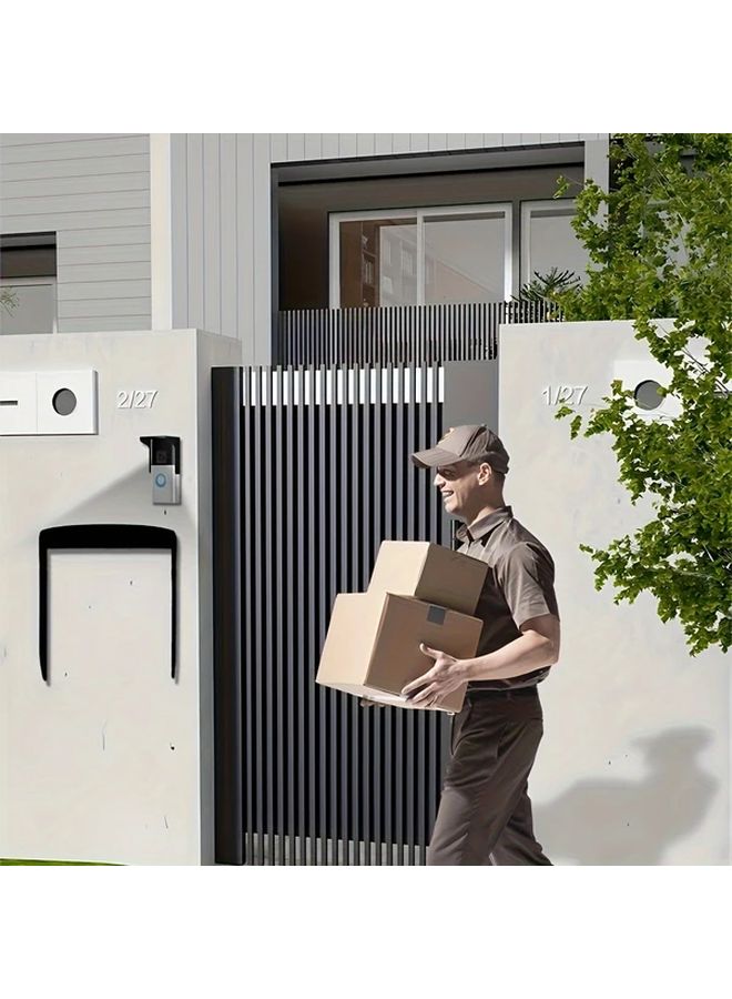 Weatherproof Doorbell Cover With Anti Glare Shade Fingerprint Lock Waterproof Black Metal - Image 2