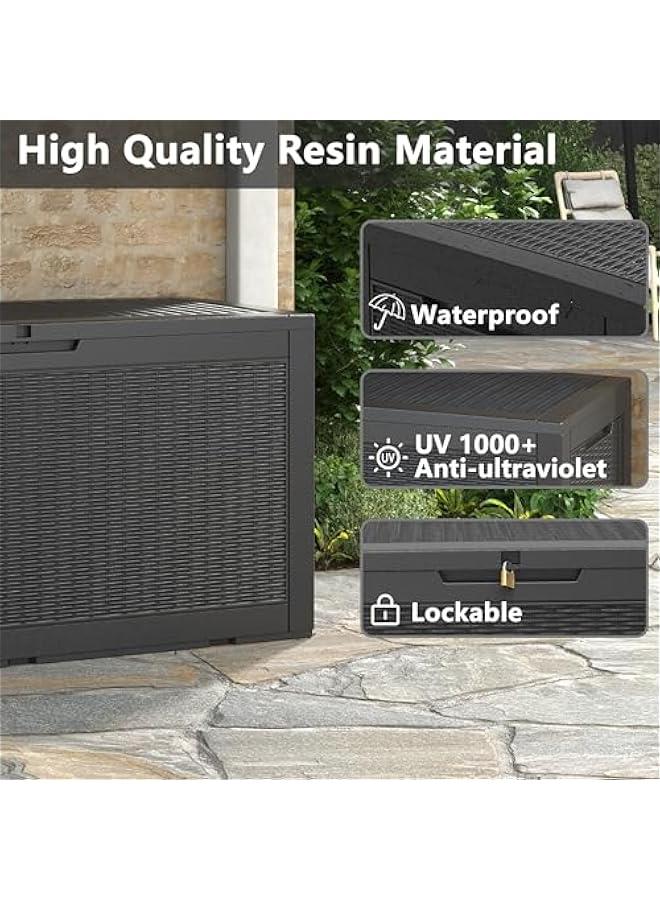 Arabest 101 Gallon Waterproof Large Resin Deck Box, Lockable Large Outdoor Storage Boxes Indoor Outdoor Storage Container for Patio Cushions, Gardening Tools, Pool Supplies, Black - Image 3