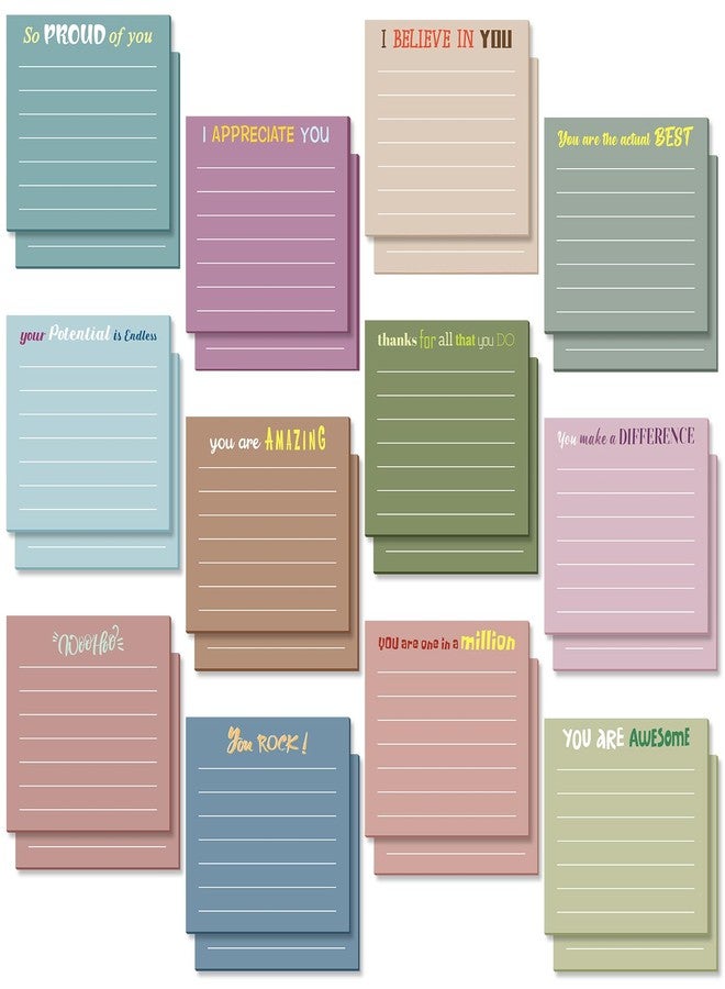 Yinder 24 Pcs Inspirational Sticky Notes Cute Motivational Sticky Notes Pad End of Year Employee Appreciation Gifts Bulk for Teacher Nurse Coworkers Office Supplies 3 x 3''(Appreciation,Morandi Color) - Image 1