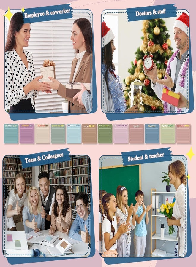 Yinder 24 Pcs Inspirational Sticky Notes Cute Motivational Sticky Notes Pad End of Year Employee Appreciation Gifts Bulk for Teacher Nurse Coworkers Office Supplies 3 x 3''(Appreciation,Morandi Color) - Image 3