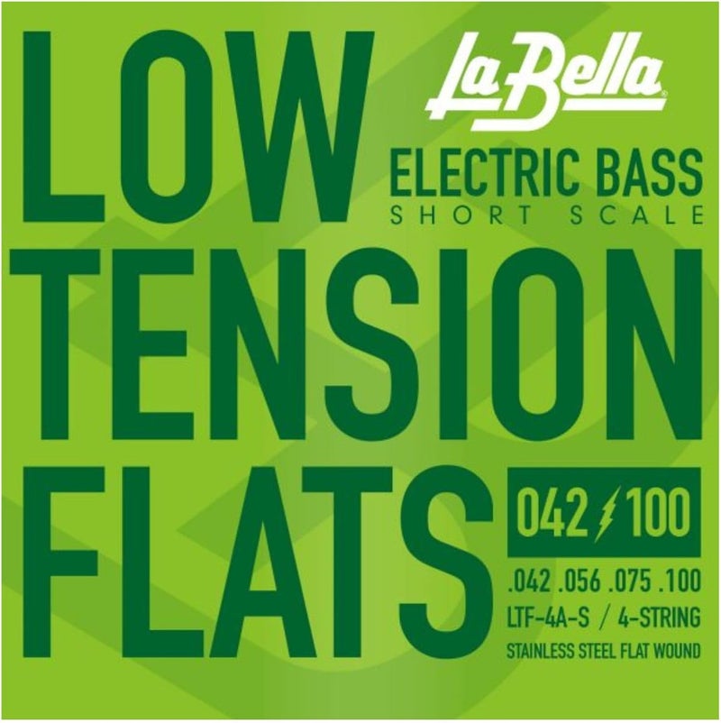 La Bella LTF-4A-S Low Tension Flats Short Scale Stainless Steel Flat Wound 4-String Electric Bass 42-100 - Image 4