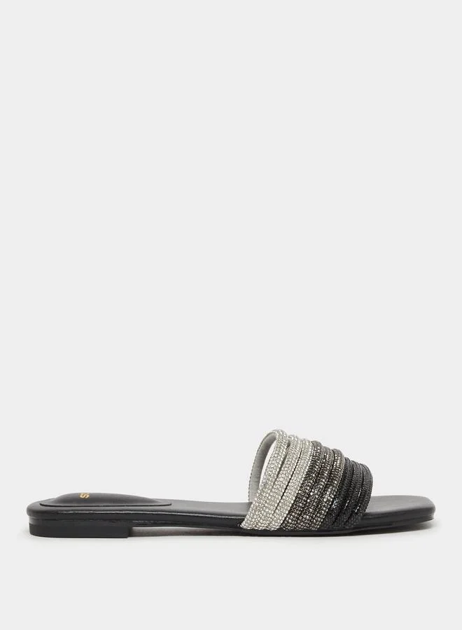 ستايلي Styli Embellished Multi Strap Flat Sandals