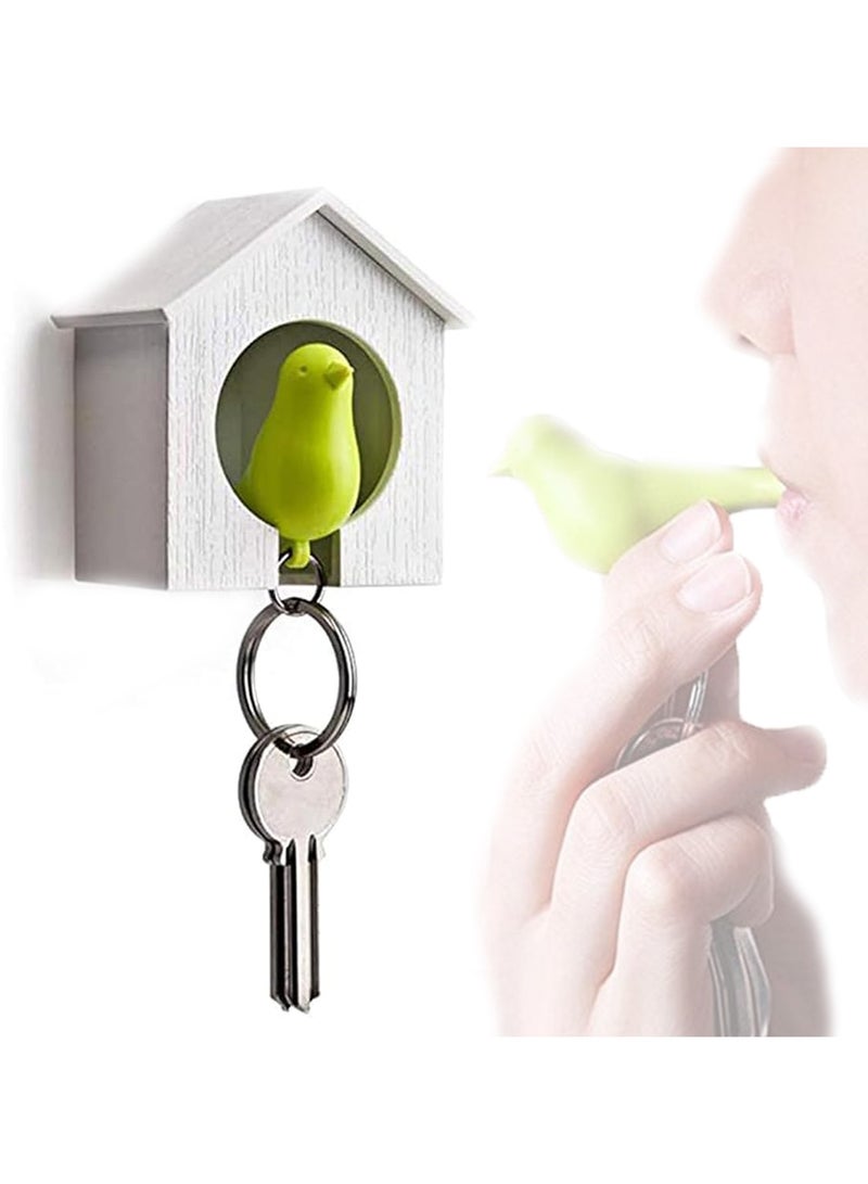 CMGTYYD Bird house keychain, mini bird nest keychain wall mount, whistle keyring holder for home, home storage hook, key hook - Image 1