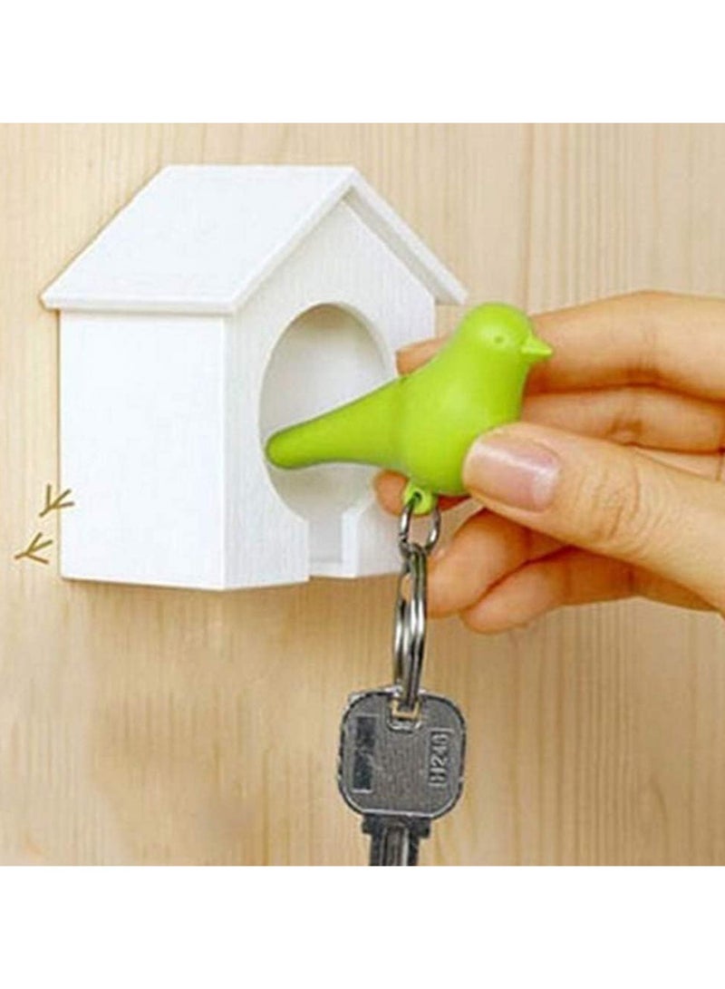 CMGTYYD Bird house keychain, mini bird nest keychain wall mount, whistle keyring holder for home, home storage hook, key hook - Image 4