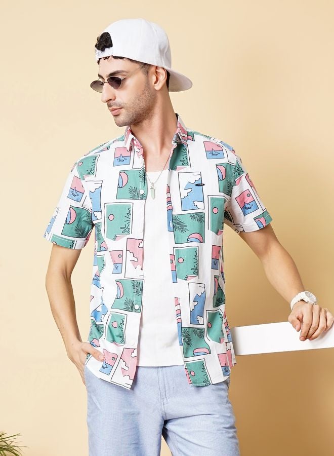 The Indian Garage Co Men Regular Fit Tropical Half Sleeves Spread Collar Casual Shirt - Image 1