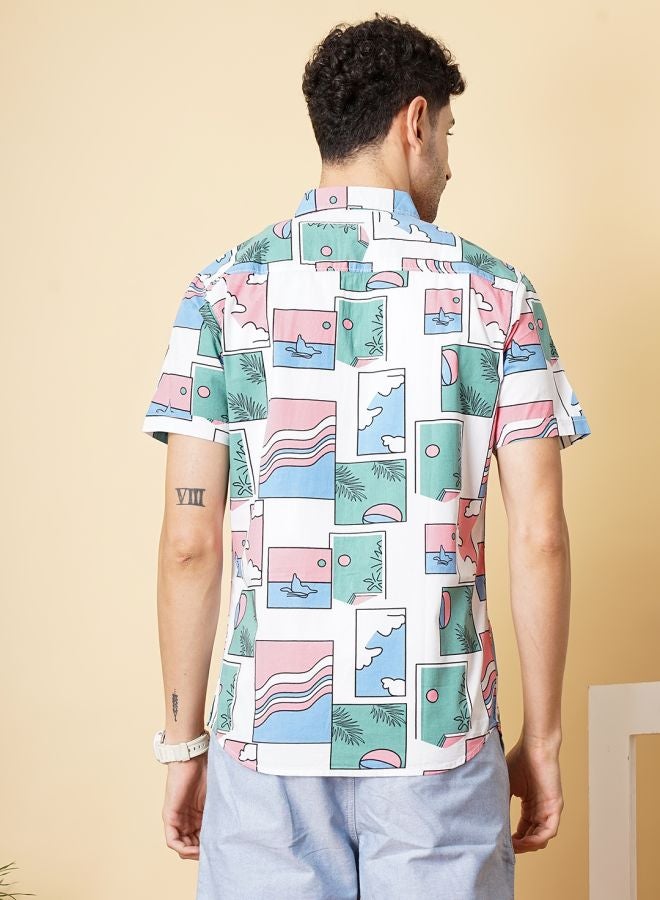 The Indian Garage Co Men Regular Fit Tropical Half Sleeves Spread Collar Casual Shirt - Image 2