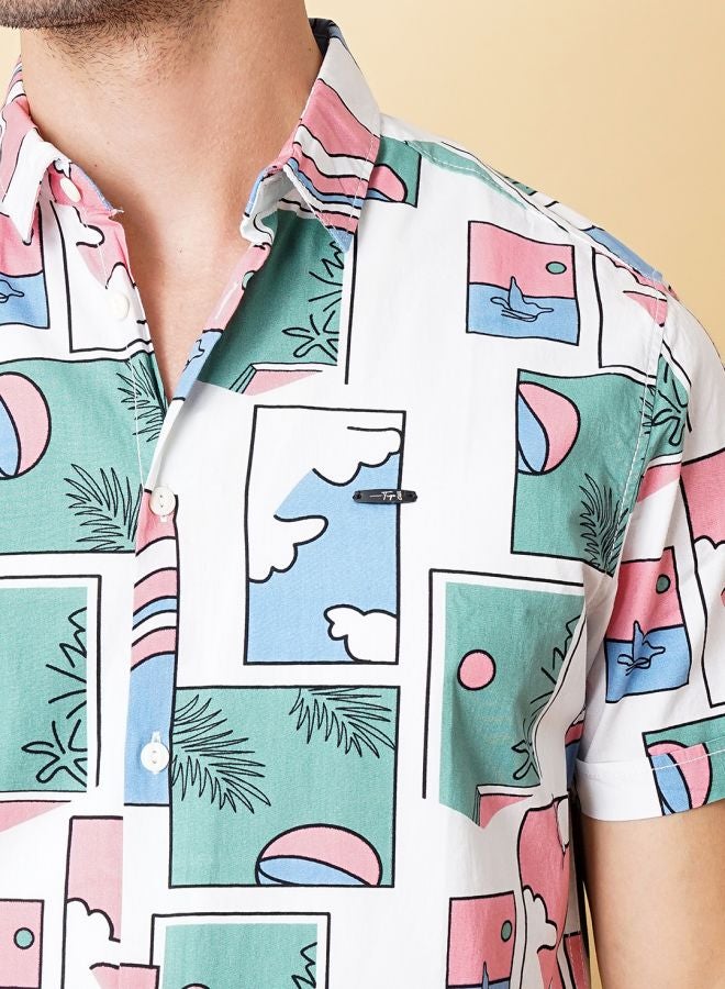 The Indian Garage Co Men Regular Fit Tropical Half Sleeves Spread Collar Casual Shirt - Image 5