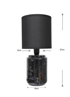 BABAZAM Premium Ceramic Table Lamp Stylish Home Décor with Elegant Illumination with Fabric Shade 27x15x15cm Black  - Image 1