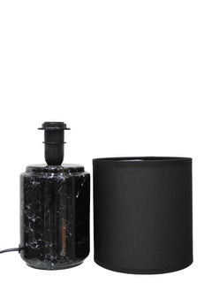 BABAZAM Premium Ceramic Table Lamp Stylish Home Décor with Elegant Illumination with Fabric Shade 27x15x15cm Black  - Image 2