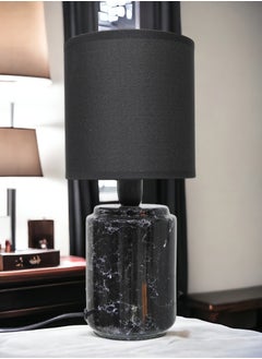 BABAZAM Premium Ceramic Table Lamp Stylish Home Décor with Elegant Illumination with Fabric Shade 27x15x15cm Black  - Image 5