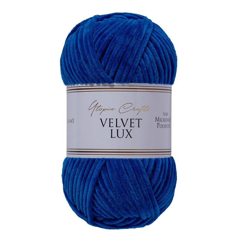 Utopia Crafts Velvet Lux Chenille Super Soft Chunky Yarn for Knitting and Crochet 100g  110m Navy Blue