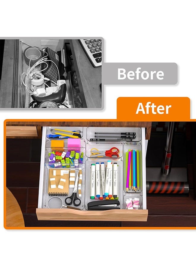 Arabest - 16 Piece Clear Storage Box Set,Cosmetic Organizer,Non-slip Clear Plastic Tray,Separate Storage Organization Tray for Kitchen/Bathroom/Jewelry/Tableware - Image 1