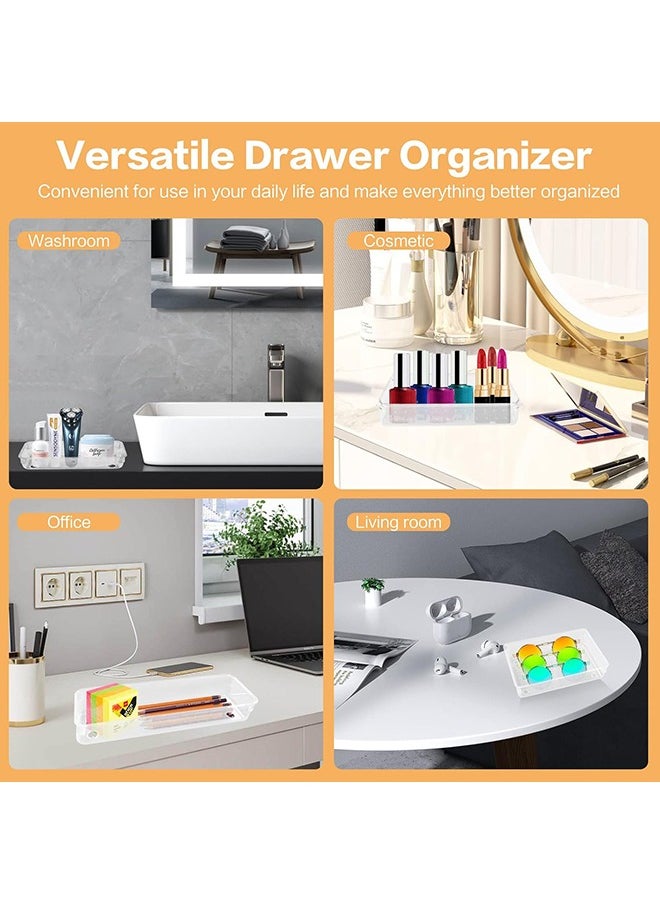 Arabest - 16 Piece Clear Storage Box Set,Cosmetic Organizer,Non-slip Clear Plastic Tray,Separate Storage Organization Tray for Kitchen/Bathroom/Jewelry/Tableware - Image 1