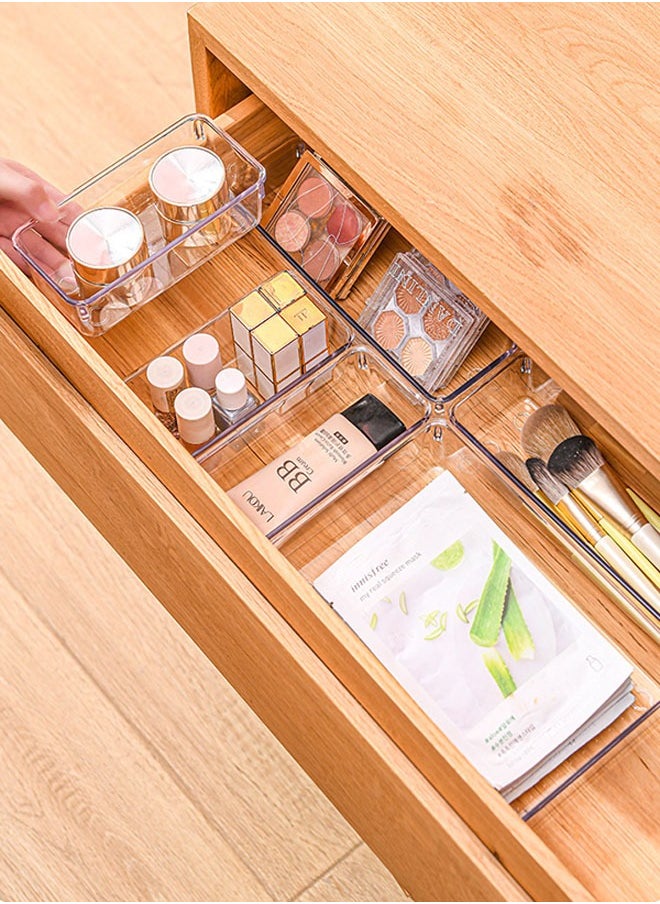 Arabest - 16 Piece Clear Storage Box Set,Cosmetic Organizer,Non-slip Clear Plastic Tray,Separate Storage Organization Tray for Kitchen/Bathroom/Jewelry/Tableware - Image 1