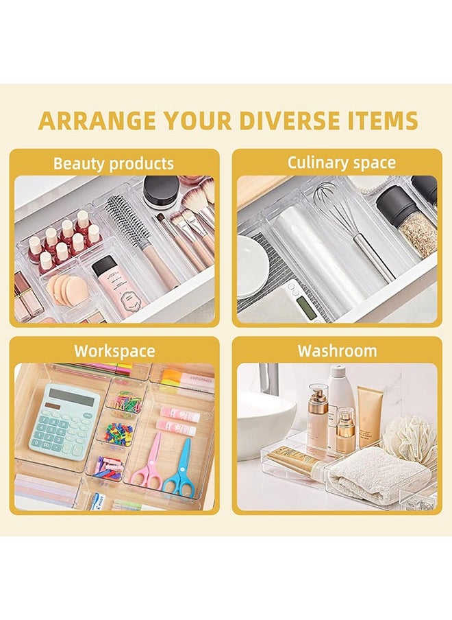 Arabest - 16 Piece Clear Storage Box Set,Cosmetic Organizer,Non-slip Clear Plastic Tray,Separate Storage Organization Tray for Kitchen/Bathroom/Jewelry/Tableware - Image 1