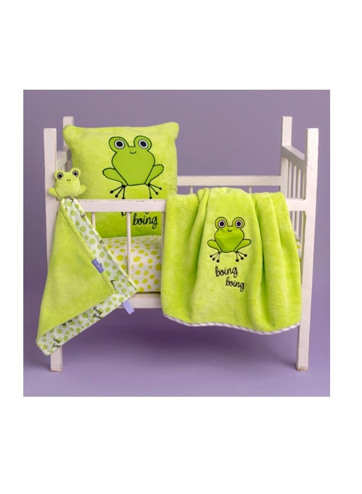 Milk&Moo Milk&Moo Cacha Frog Baby Receiving Blanket with Baby Pillow and Baby Security Lovey, Super Soft, 3 Piece Set  - Image 2