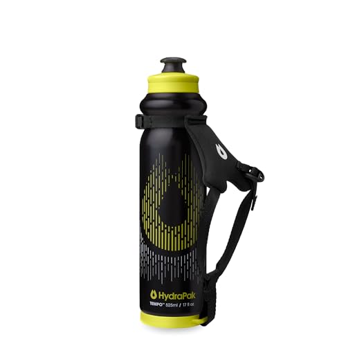 HydraPak Tempo Pro 525ml Handheld Running Squeeze Bottle for Training and Race Day Hydration with Removable Strap 525ml17oz Black - Image 1