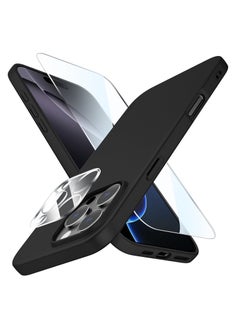 iPhone 16 Pro Ultra-Thin Matte Case with Camera & Screen Protectors - Shockproof & Scratch-Resistant in Black