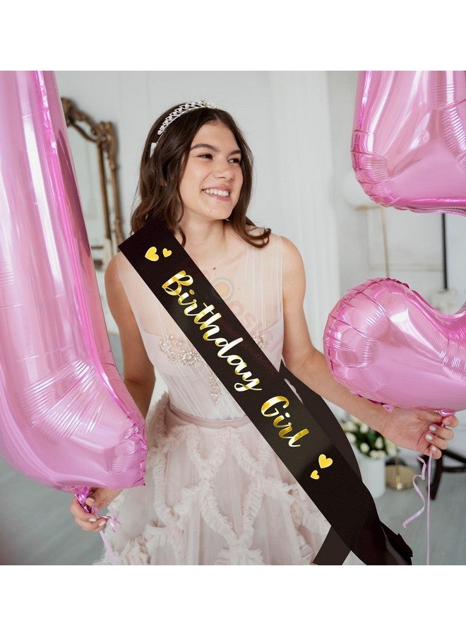 Propsicle Black Golden Foil Happy Birthday Girl Sash Party Item Black Theme Birthday Party Decoration Women, Girls, Mom Bday Party, 16th Birthday Decorations - Pack of 1 - Image 5