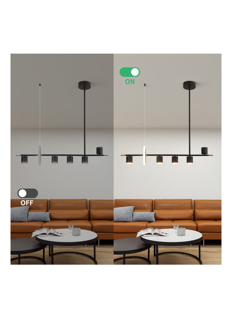 Haikomin LED Dimmable Chandelier with Remote Control Restaurant Restaurant Kitchen Island Table Modern Chandelier Black  - Image 5