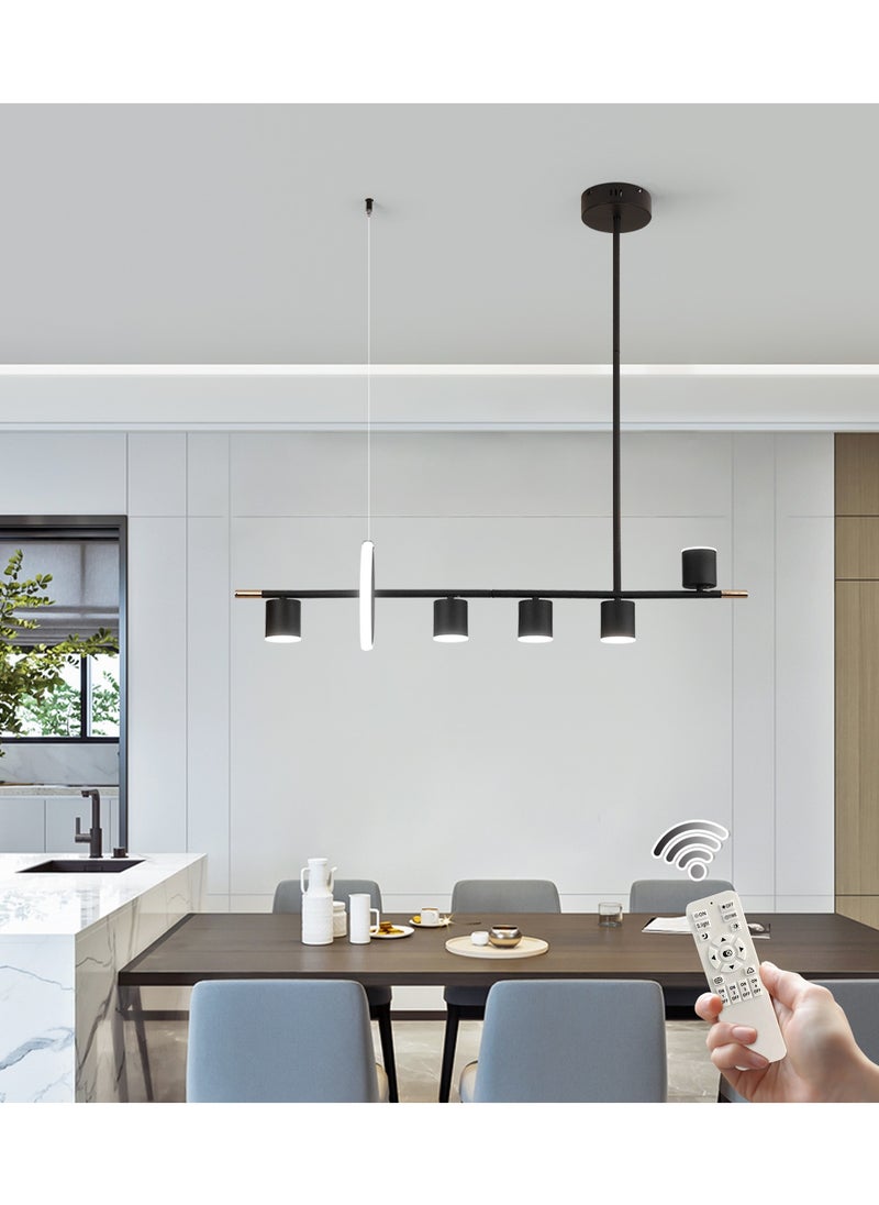 Haikomin LED Dimmable Chandelier with Remote Control Restaurant Restaurant Kitchen Island Table Modern Chandelier Black  - Image 1