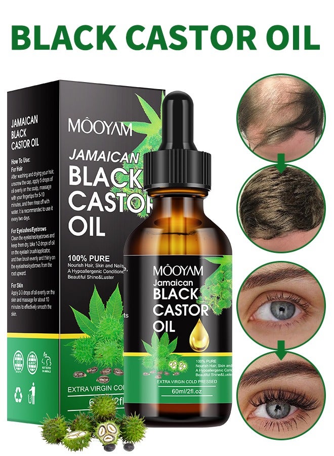 MOOYAM Jamaican Black Castor Oil for Hair Growth 60ml Pure Organic Hair Scalp Treatment Oil for Dry Damaged Hair Strengthening Biotin Mint Infused Growth Oil for Men and Women - Image 1
