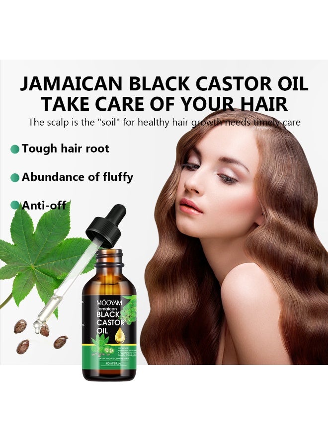 MOOYAM Jamaican Black Castor Oil for Hair Growth 60ml Pure Organic Hair Scalp Treatment Oil for Dry Damaged Hair Strengthening Biotin Mint Infused Growth Oil for Men and Women - Image 3