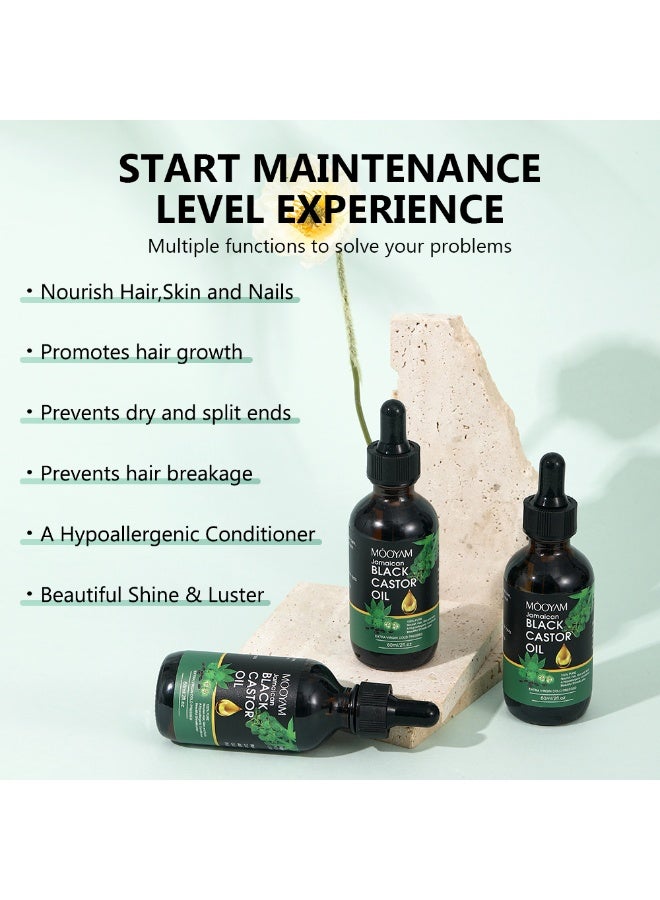 MOOYAM Jamaican Black Castor Oil for Hair Growth 60ml Pure Organic Hair Scalp Treatment Oil for Dry Damaged Hair Strengthening Biotin Mint Infused Growth Oil for Men and Women - Image 5