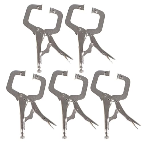 findmall 5Pcs 6 Inch Locking C Clamps with Swivel Pads Heavy Duty C-Type Locking Plier Table and Tool Vise Grip for Shop Home Farm and Automotive DIY Woodworking Welding Cabinetry Pocket Hole Joinery - Image 1