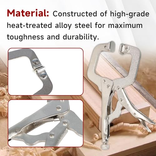 findmall 5Pcs 6 Inch Locking C Clamps with Swivel Pads Heavy Duty C-Type Locking Plier Table and Tool Vise Grip for Shop Home Farm and Automotive DIY Woodworking Welding Cabinetry Pocket Hole Joinery - Image 5