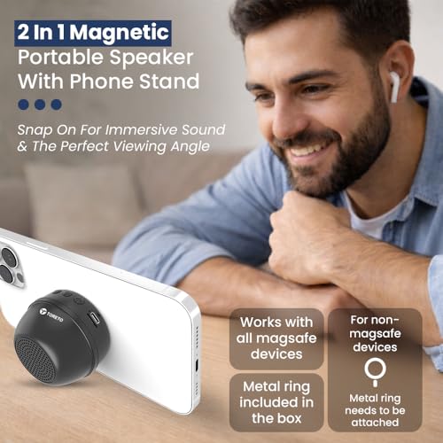 Toreto Magnobeat | 6W Magnetic Mini Bluetooth Speaker with TWS, MagSafe Compatibility, BT v5.3, Up to 4H Playtime, 800mAh Battery, Multi-Functional Controls | Portable Wireless Speaker (Green) - Image 2