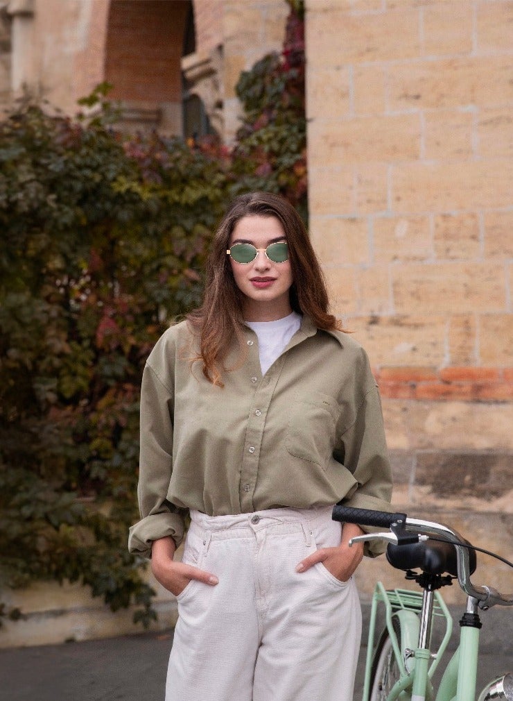 GREEN LION ORIANTE Full Rim Sunglasses UV400 / Unisex Riding Glasses Running Glasses Mountaineering Glasses Driving Glasses Fishing Glasses / UV Protection - Gold - Image 5