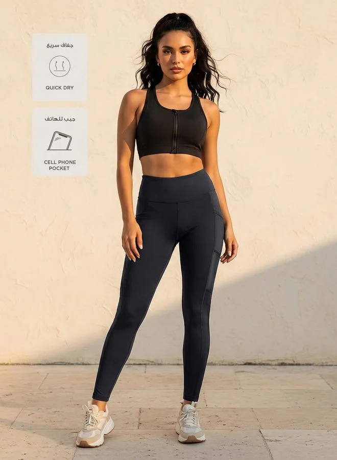 Splash Active GREY Mesh Panel Leggings for Women | Best Price UAE