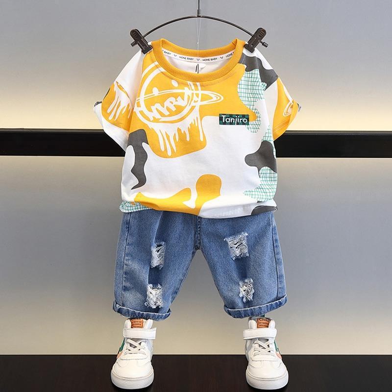 Boys Summer 2023 Cool Short Sleeve Set Green [Set]]  - Image 5