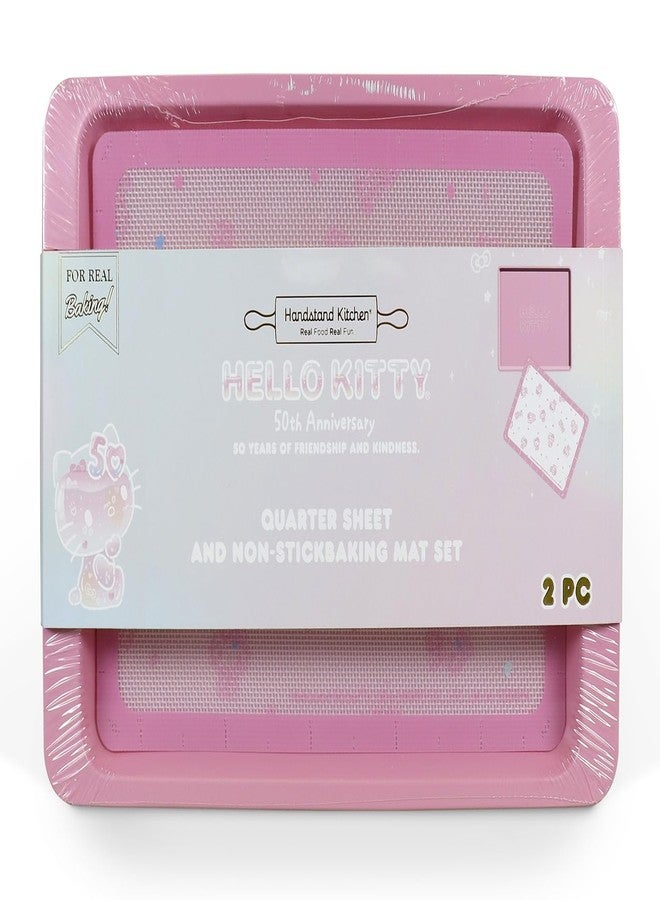 Handstand Kitchen Hello Kitty Commemorative 50th Anniversary Quarter Baking Sheet with Non-Stick Baking Mat Set - Image 1