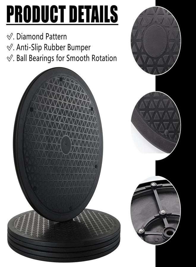 RHBLME 3 Pack Black Lazy Susan, 12 Inch Heavy Duty Rotating Swivel with Steel Ball Bearings Stand for Turntable, Monitor, TV, etc. - Image 3
