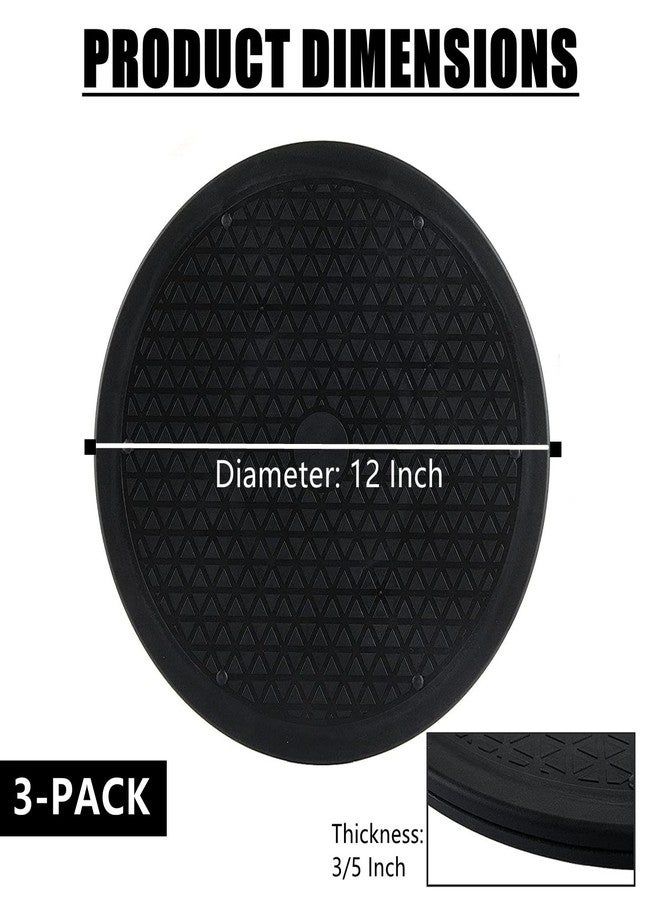 RHBLME 3 Pack Black Lazy Susan, 12 Inch Heavy Duty Rotating Swivel with Steel Ball Bearings Stand for Turntable, Monitor, TV, etc. - Image 2