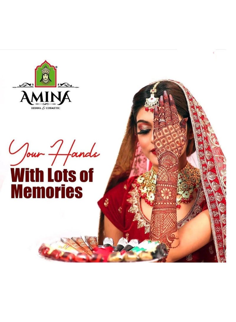 Amina Organic Henna Instant Tattoo Amina  Henna Mehendi Cone Cherry Red 12 Cones * 25 gm Each - Image 4