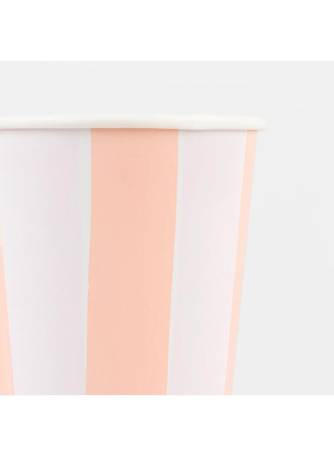 Meri Meri Pastel Stripe Cups - Pack of 8, Hot & Cold Drink Cups with 4 Pastel Colorways, 3-Ply Paper Party Tableware for Garden Parties, Picnics, Baby Showers & Celebrations - Image 2