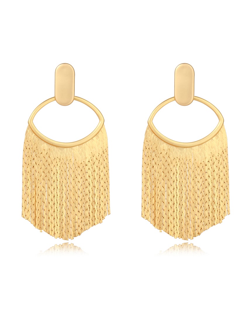 غَيْرُ مَألُوف الأقراط المتدلية الفاخرة ذات اللون الذهبي - Image 1