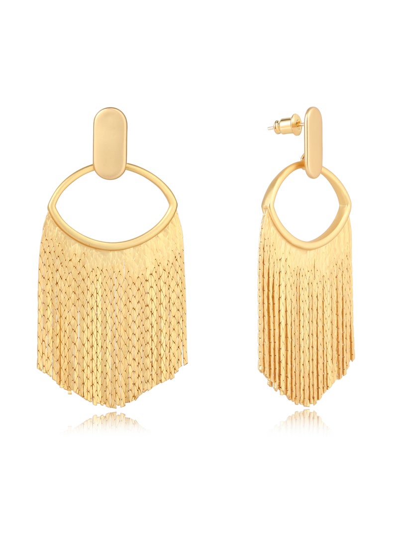 غَيْرُ مَألُوف الأقراط المتدلية الفاخرة ذات اللون الذهبي - Image 2