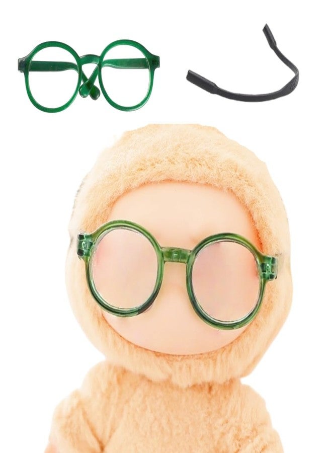 Jojedomo Used for Labubu Glasses Stuff Set,Compatible with Labubu Accessories for 17cm Doll (Green Framed Glasses, M) - Image 2