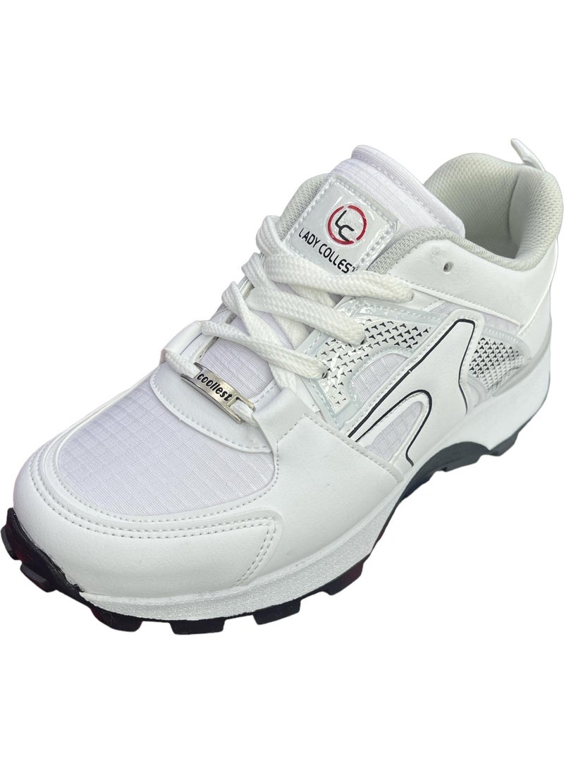 Devida - White-Black Comfortable Sole Casual Sneakers - Image 1