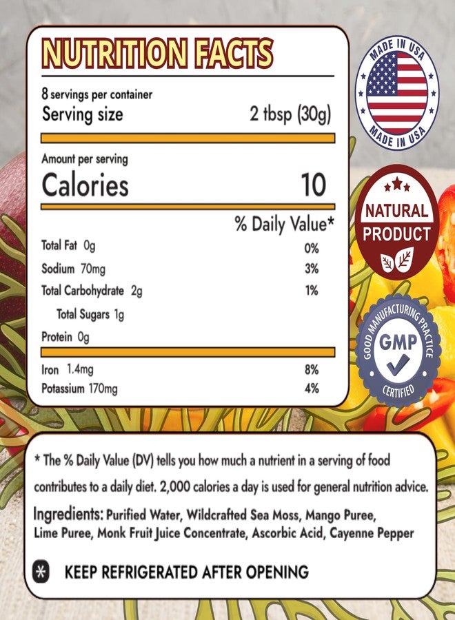 Biolore Sea Moss Gel Mango Chili Zing - Flavored Superfood with Natural Electrolytes - Wildcrafted Mango Jam Sea Moss, with Minerals, Vegan, Made in USA - 8oz Trial Size - Image 2