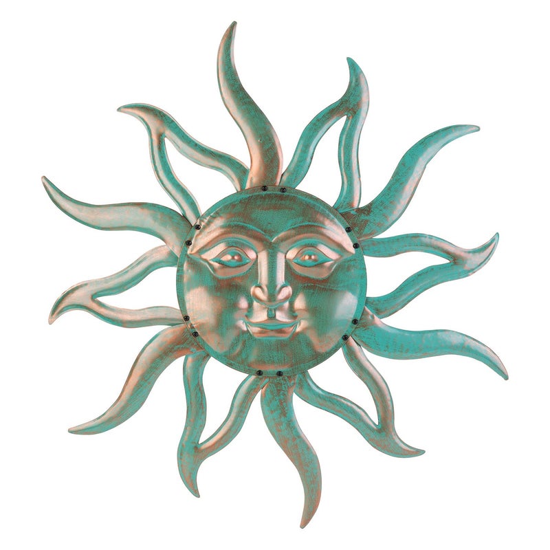 VZVXCC Sun Metal Wall Art Outdoor Decor - 30 Inches Rust Proof Retro Metal Wall Sculpture Statues Wall Art Hanging Decoration for Indoor Outdoor,Garden, Home, Farmhouse, Fence Balcony Patio and Bedroom - Image 1