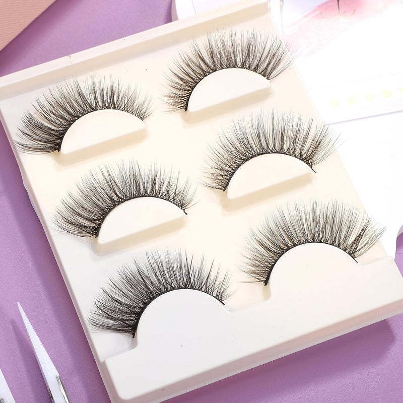3 Pairs 3d Natural Faux Lashes Short Eyelashes Strip Lashes Kit for Everyday Wear and Special Occasions - Image 4