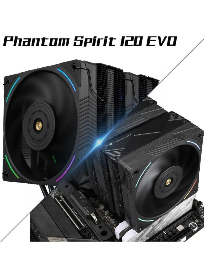 ثيرمالرايت مُبرد الهواء لوحدة المعالجة المركزية Thermalright Phantom Spirit 120 EVO، مبرد وحدة معالجة مركزية بـ 7 أنابيب حرارية، مروحتان بقطر 120 مم بتحكم PWM من نوع TL-K12، تقنية AGHP 4.0، محمل S-FDB، متوافق مع AMD AM4 AM5 / Intel 1700/1150/1151/1200، مبرد حاسوب - Image 5